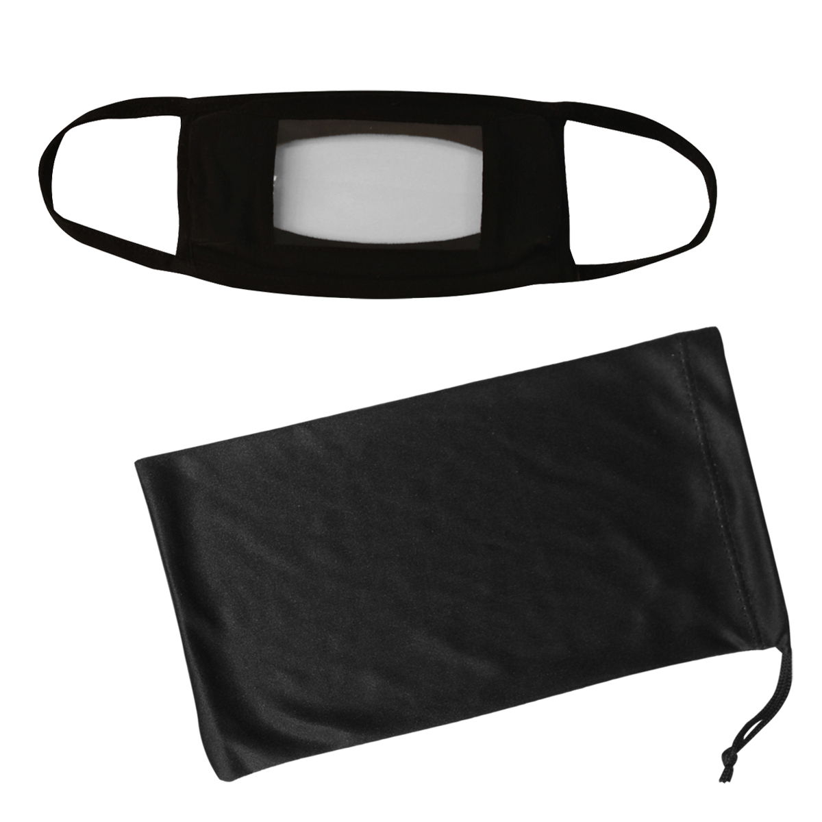 Anti-Fog Window Mask & Mask Pouch With Antimicrobial Additive