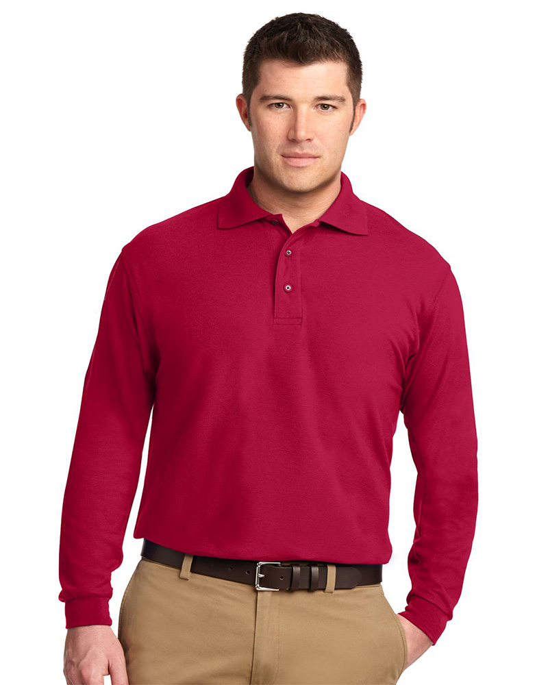 Product Image - Port Authority Long Sleeve Silk Touch Sport Shirt, long sleeve polo, port authority polo, silk touch polo, long sleeve silk touch polo, l/s polo, l/s poly-cotton blend, polo