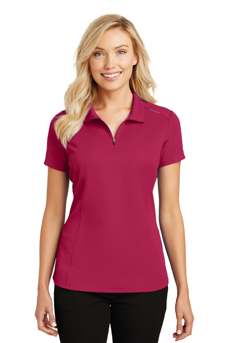 Product Image - Port Authority Ladies Pinpoint Mesh Zip Polo