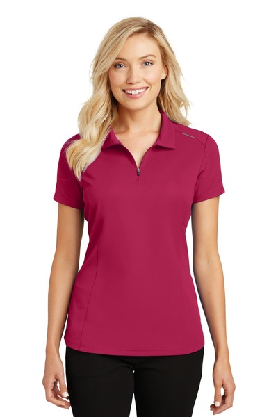 Port Authority Embroidered Women's Pinpoint Mesh Zip Polo