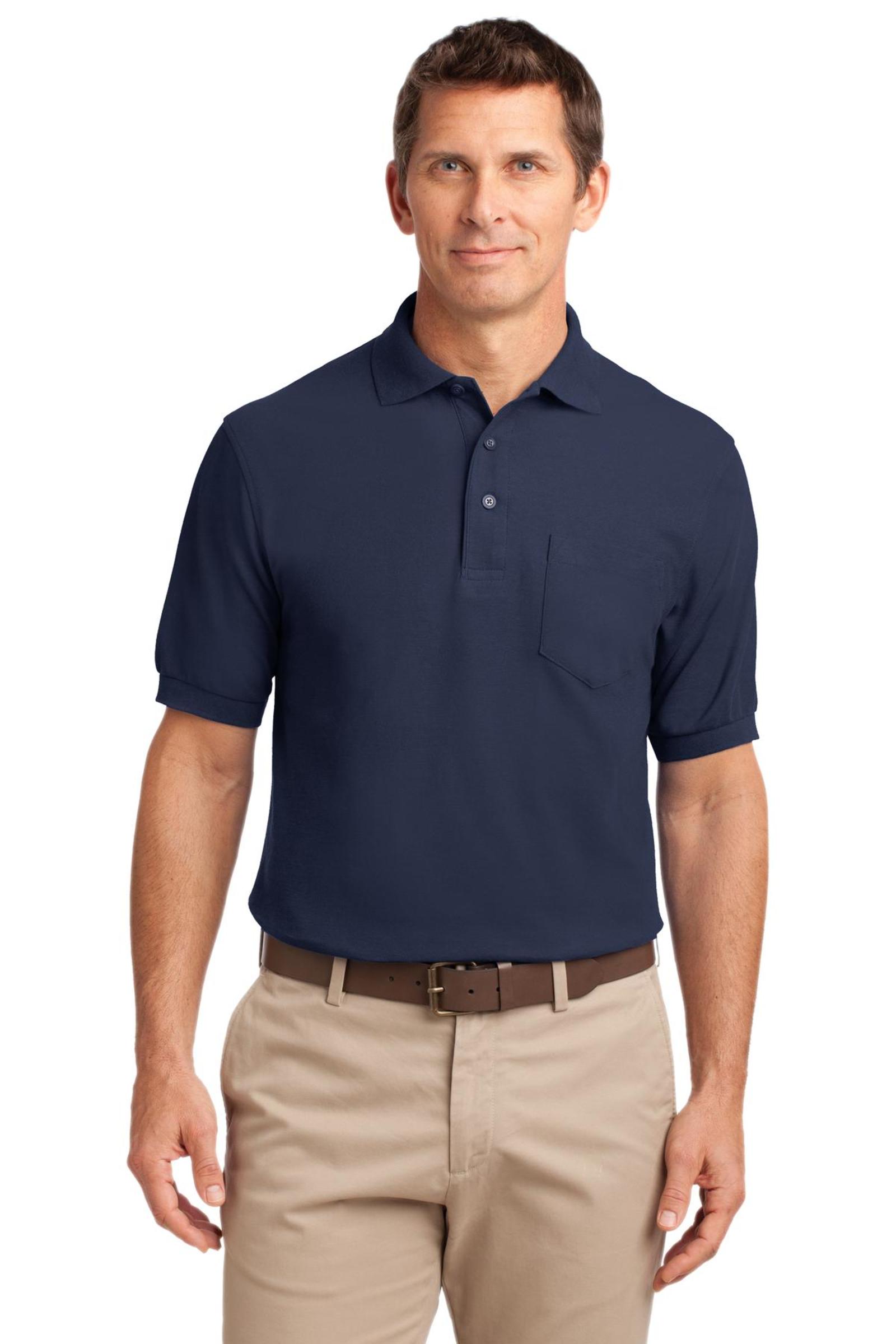Port Authority Embroidered Men's Tall Silk Touch Pique Pocket Polo