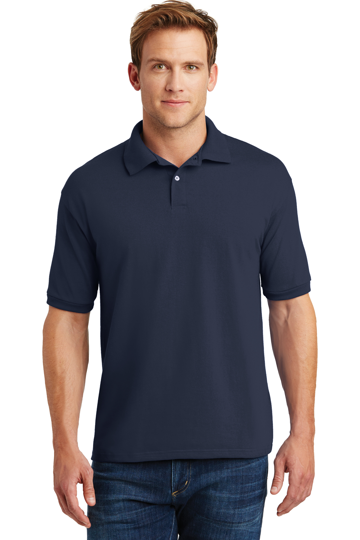 Hanes Embroidered Men's Ecosmart Jersey Knit Sport Shirt Thumb