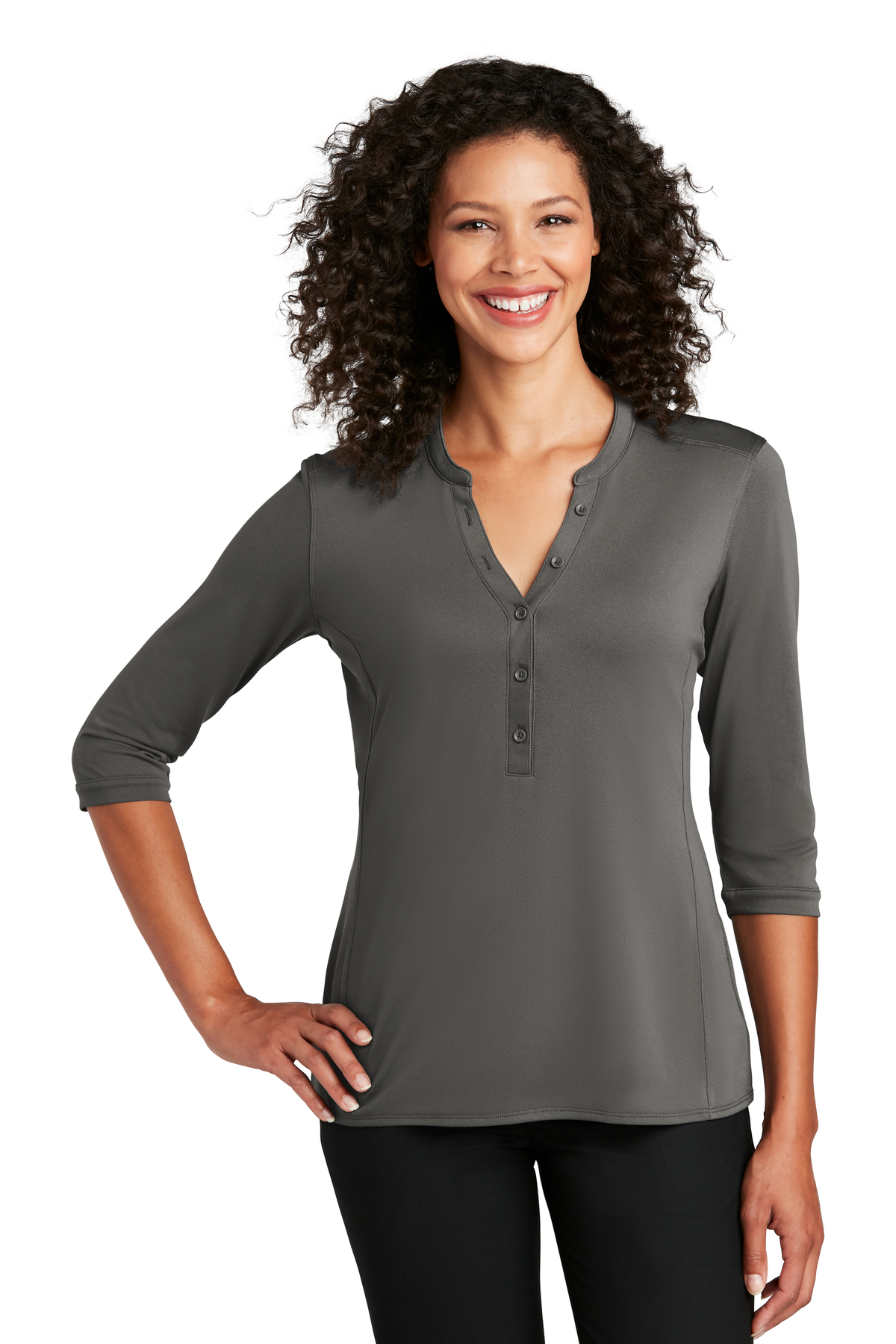 Port Authority Embroidered Women's UV Choice Pique Henley | Women's ...