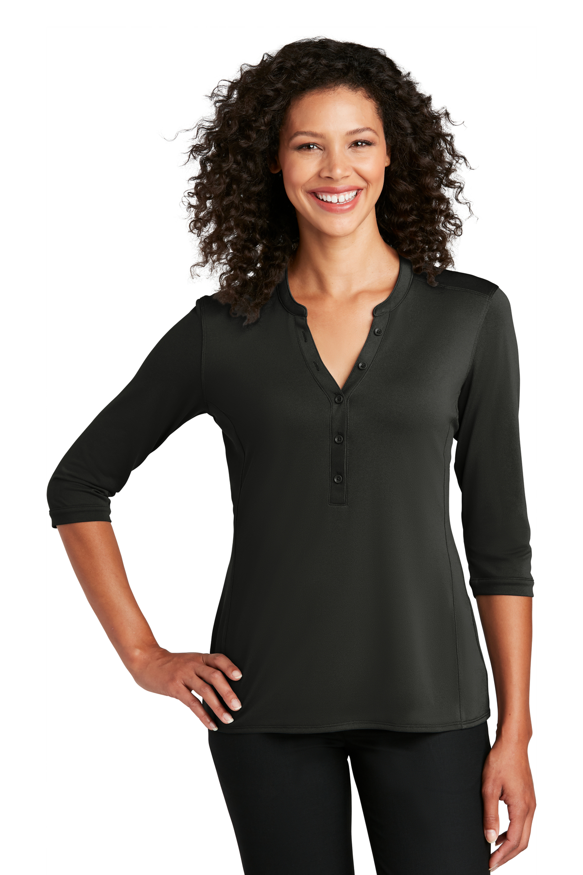 Port Authority Embroidered Women's UV Choice Pique Henley Image - Port Authority Embroidered Women's UV Choice Pique Henley