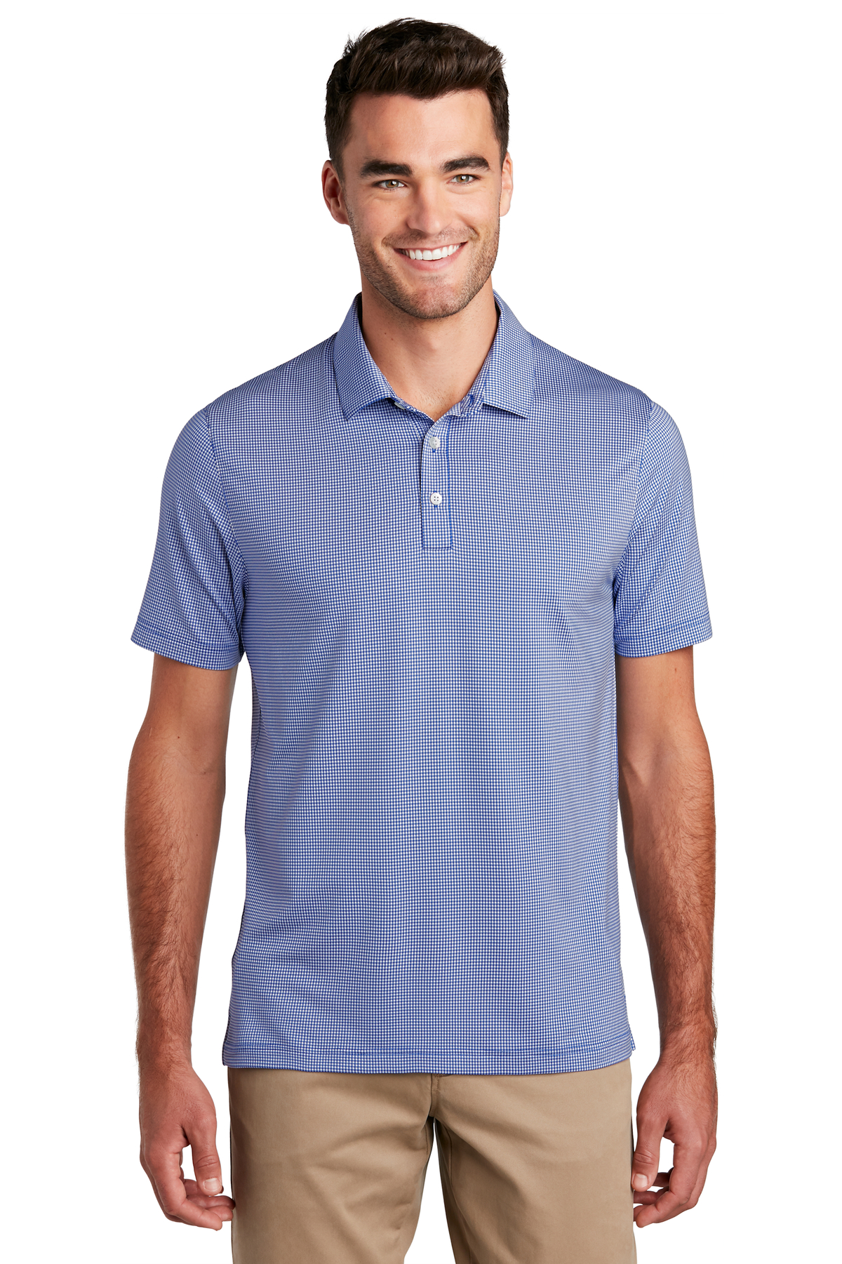Port authority embroidered mens gingham polo  polos  queensboro Port authority embroidered mens gingham polo  polos  queensboro