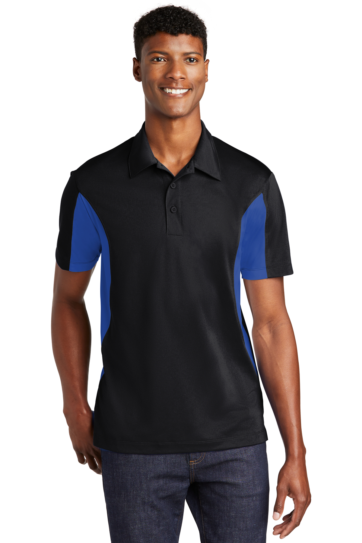 Sport-Tek Embroidered Men's Side Blocked Micropique Sport-Wick Polo ...