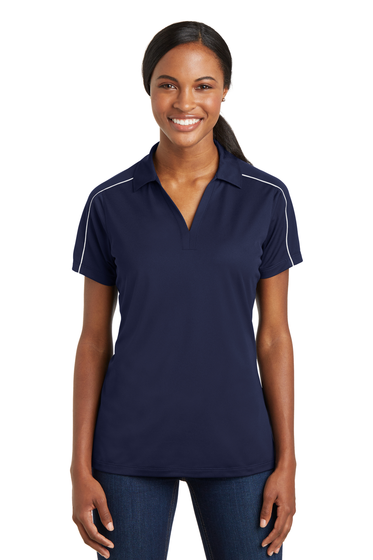 Sport-Tek Embroidered Women's Micropique Sport-Wick Piped Polo Image - Sport-Tek Embroidered Women's Micropique Sport-Wick Piped Polo