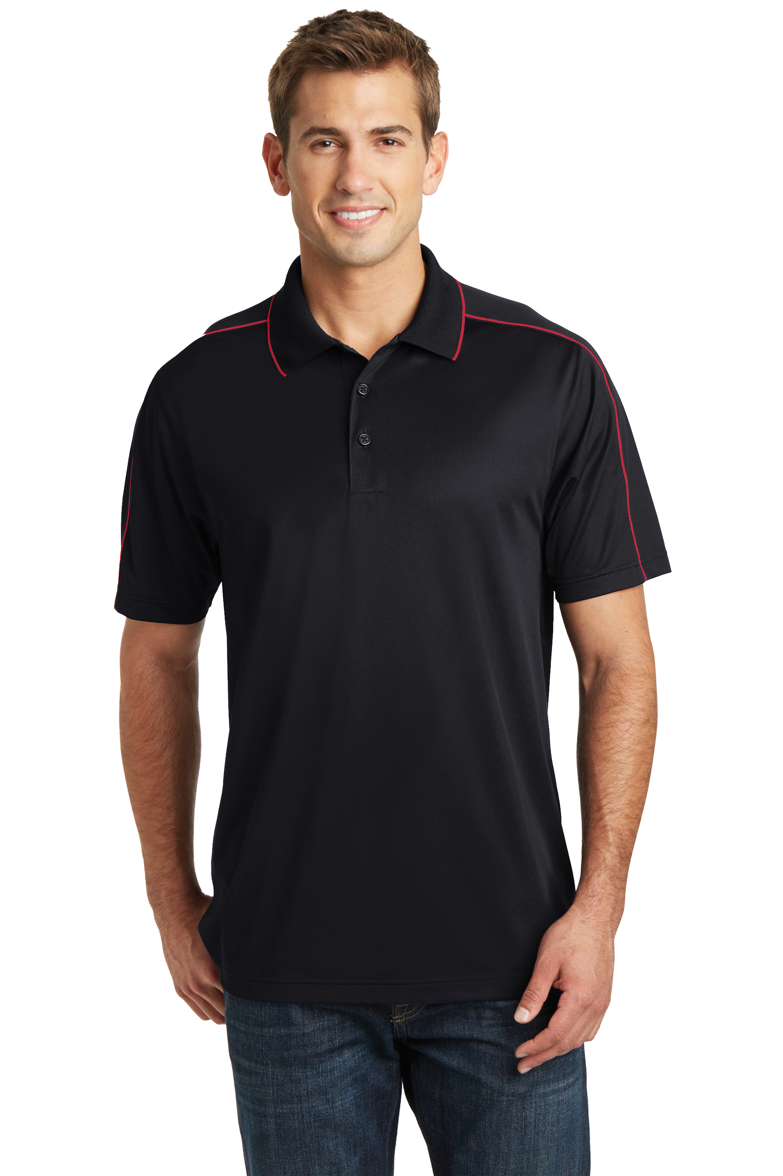 Sport-Tek Embroidered Men's Micropique Sport-Wick Piped Polo