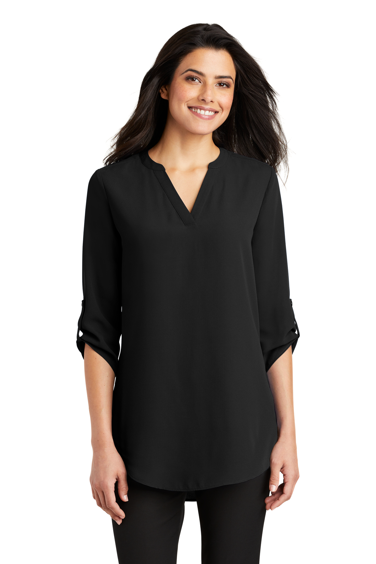 Port Authority Embroidered Women's 3/4-Sleeve Tunic Blouse Image - Port Authority Embroidered Women's 3/4-Sleeve Tunic Blouse