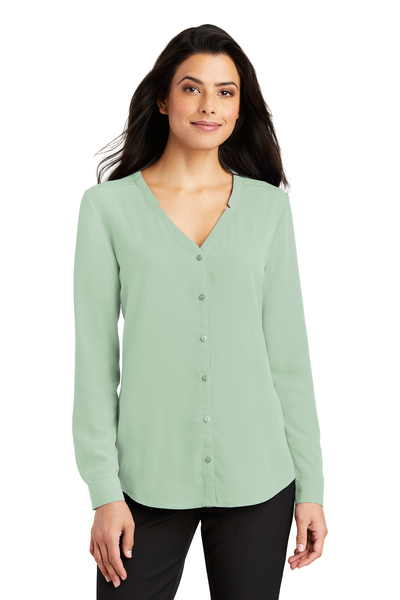 Port Authority Embroidered Women's Long Sleeve Button-Front Blouse