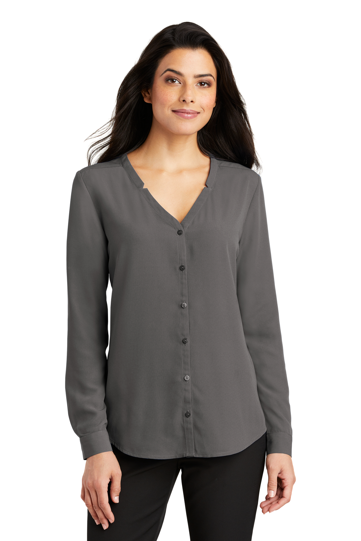 Port Authority Embroidered Women's Long Sleeve Button-Front Blouse