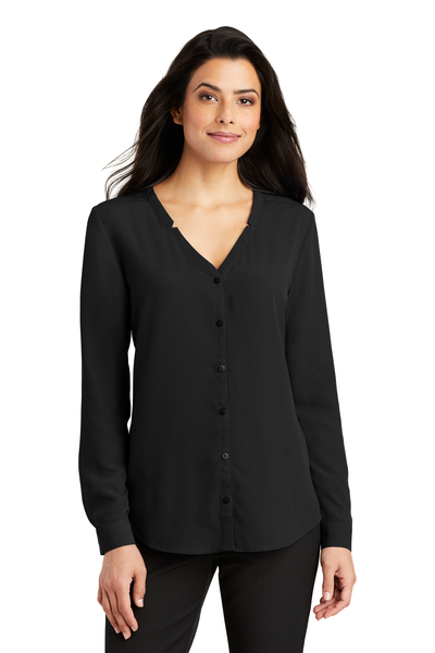 Port Authority Embroidered Women's Long Sleeve Button-Front Blouse