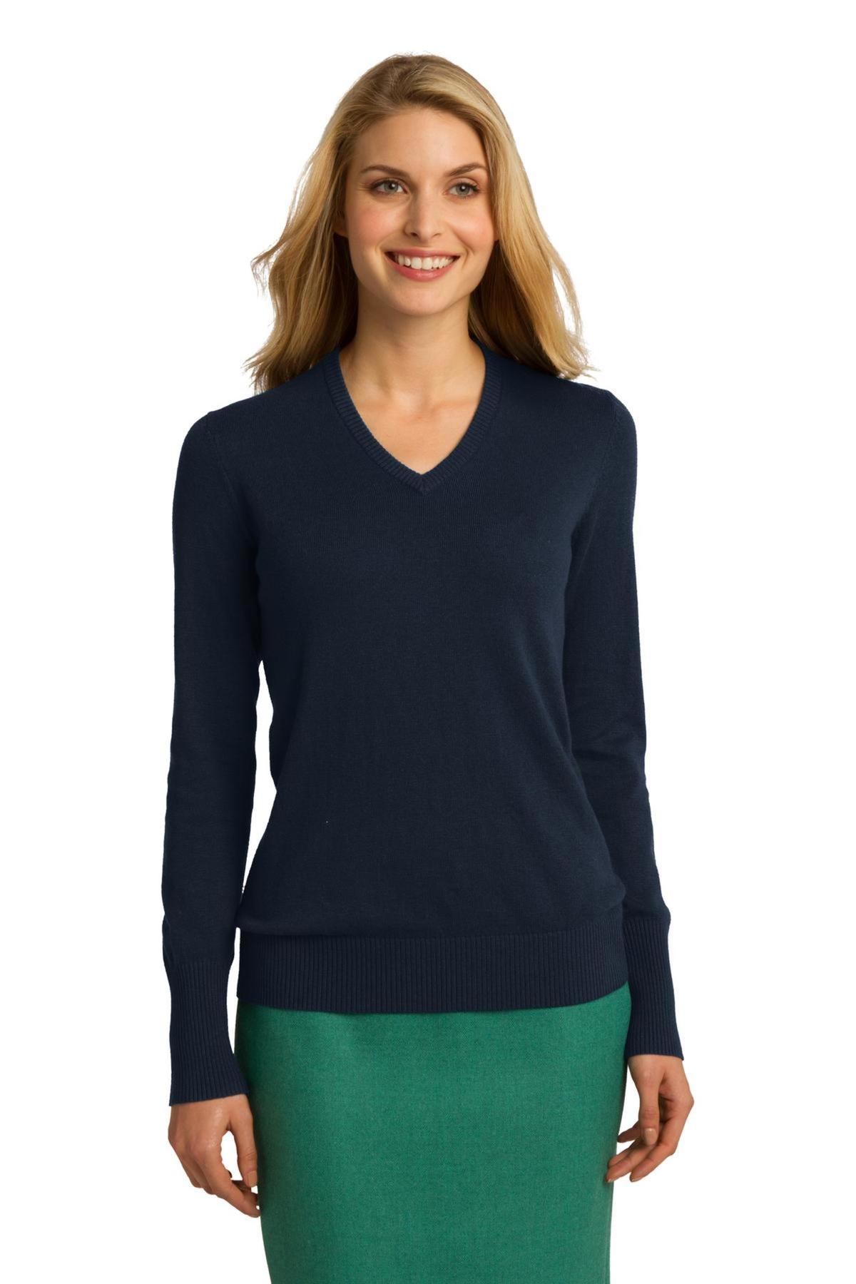 Port Authority Embroidered Women's VNeck Sweater Sweatshirts