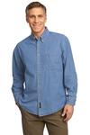 Port & Company Embroidered Men's Long Sleeve Denim Shirt Thumb