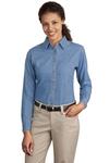 Port & Company Embroidered Women's Long Sleeve Denim Shirt Thumb