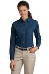 Port & Company Embroidered Women's Long Sleeve Denim Shirt Thumb