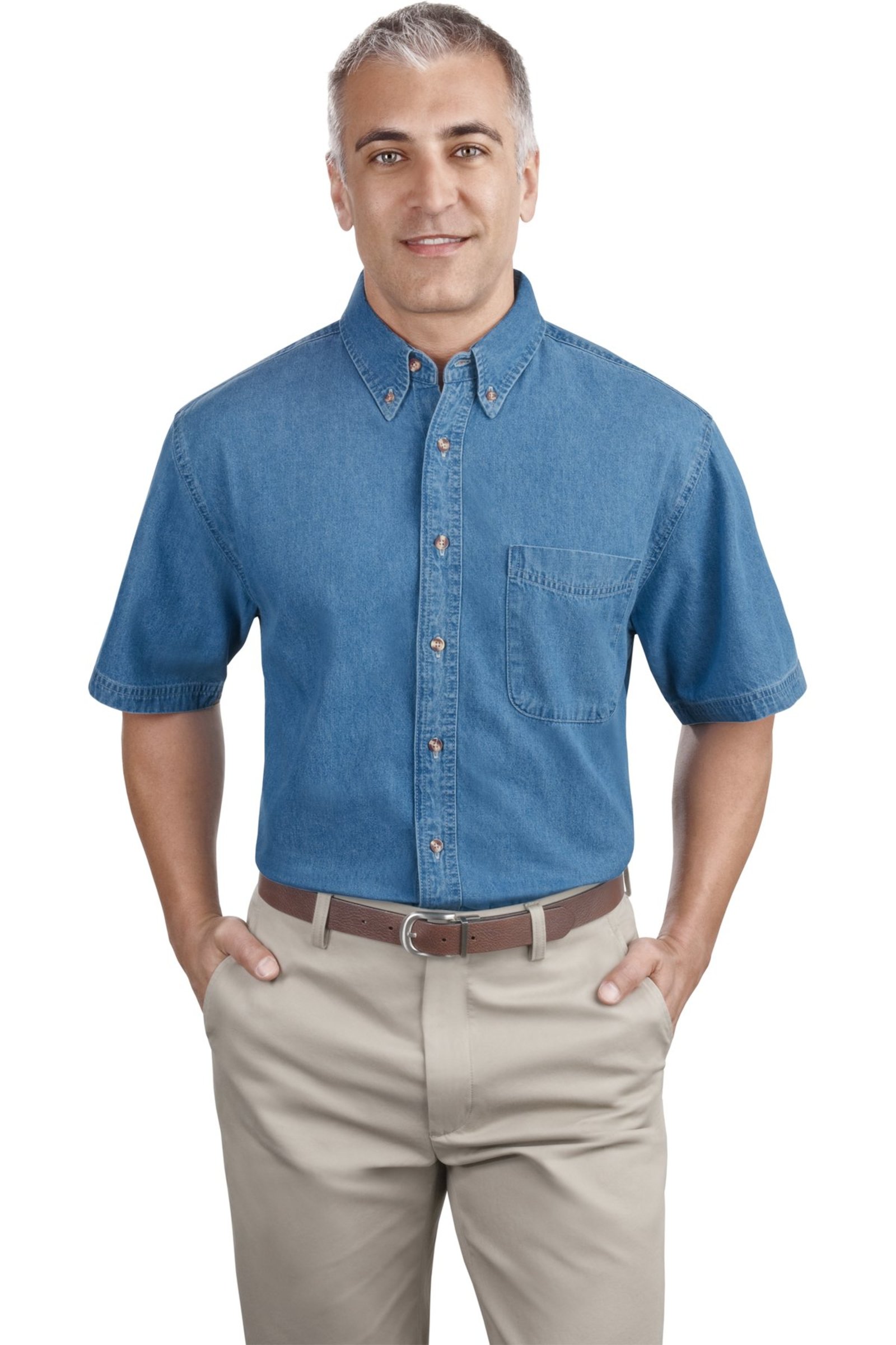 Hudson Short Sleeve Denim Shirt - Sky Blue Heather | Rusty Australia