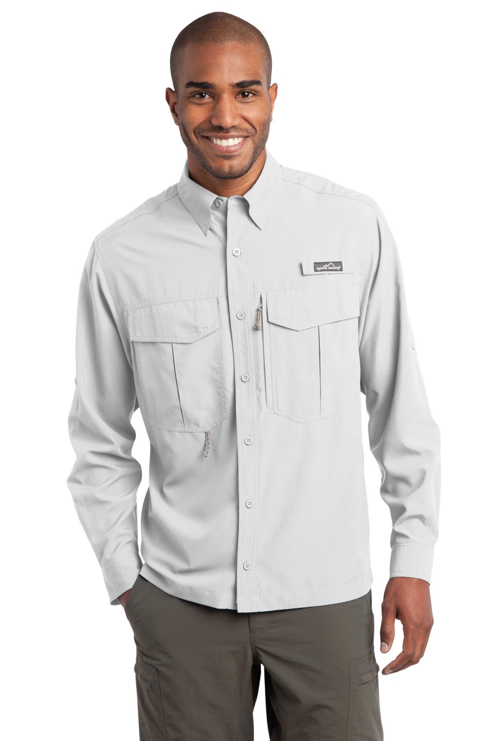 Eddie Bauer Embroidered Men's Long Sleeve Performance Fishing Shirt