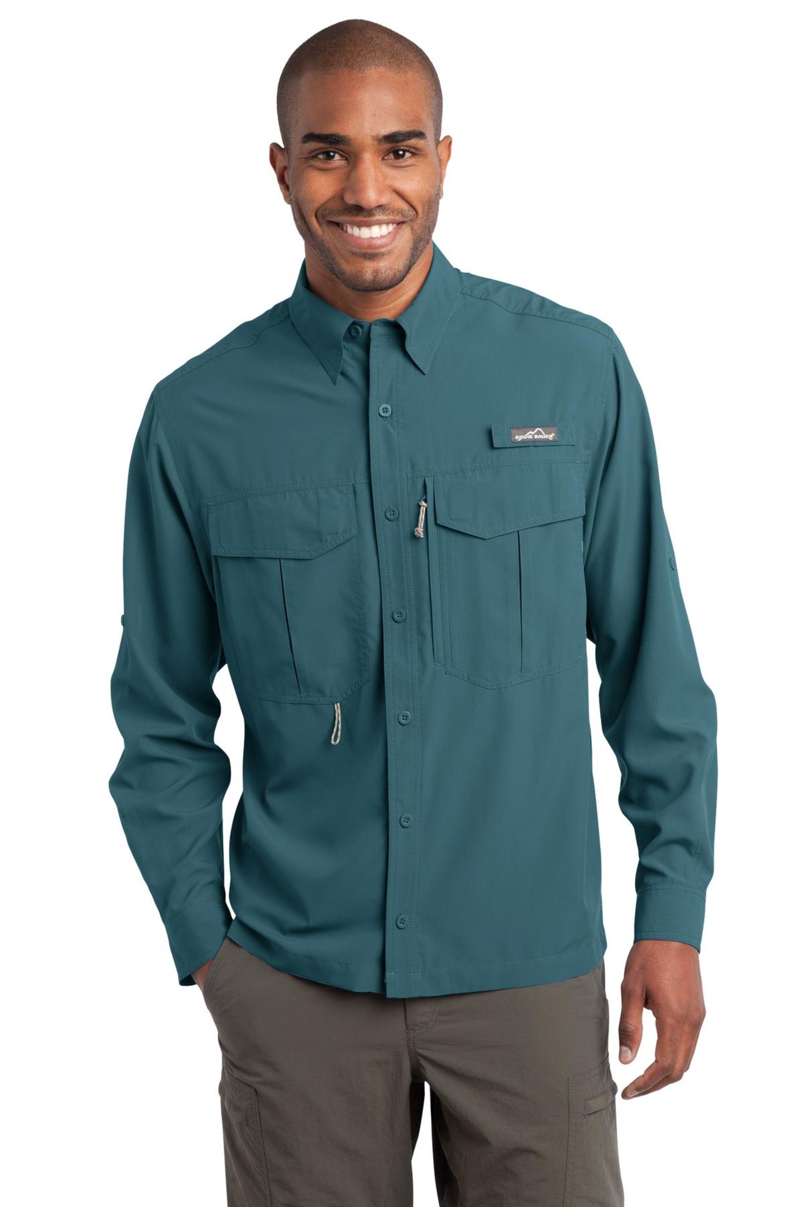 ウェア Eddie Bauer fishing shirt Eddie Bauer Men's Woven Tech Shirt, Blue Danuba, Medium