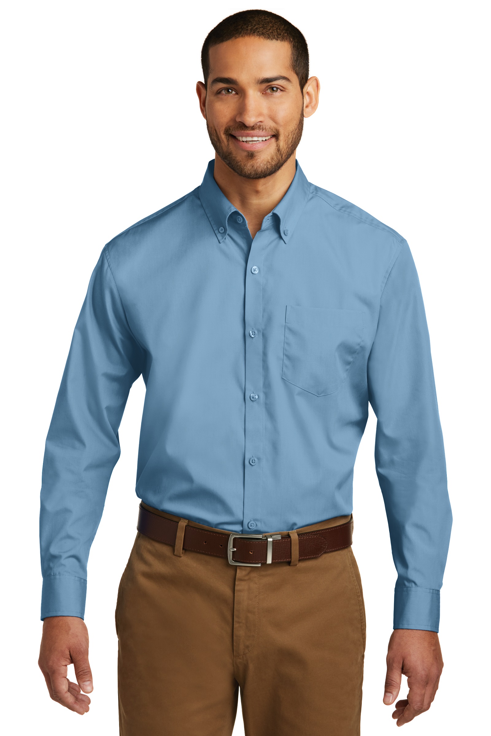 Port Authority Embroidered Men's Long Sleeve Carefree Poplin Shirt