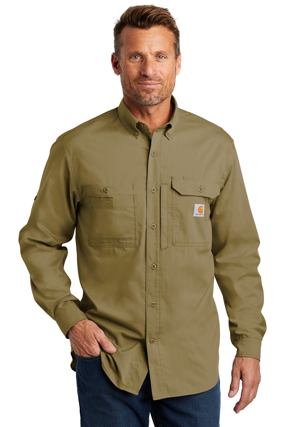 Carhartt Embroidered Men's Ridgefield Solid Long Sleeve Shirt ...