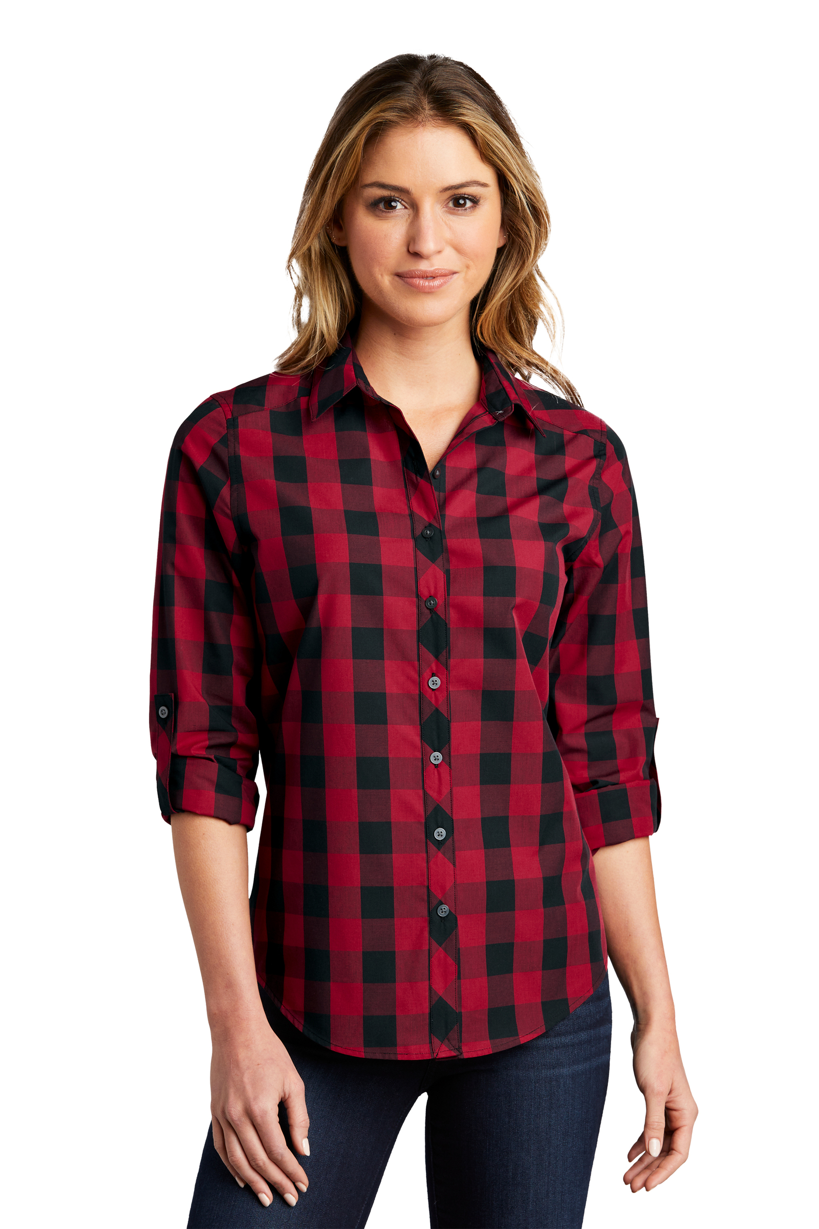 Port Authority Embroidered Women S Everyday Plaid Shirt Queensboro   3651 29445 Xl 