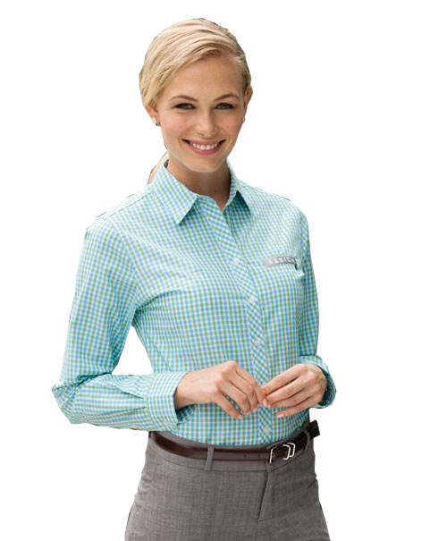 Port Authority Embroidered Women's Long Sleeve Gingham Easy Care Shirt