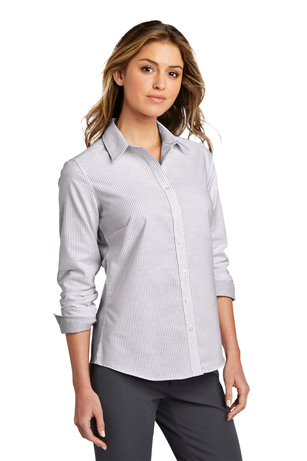 Port Authority Embroidered Women's Oxford SuperPro Stripe Shirt ...