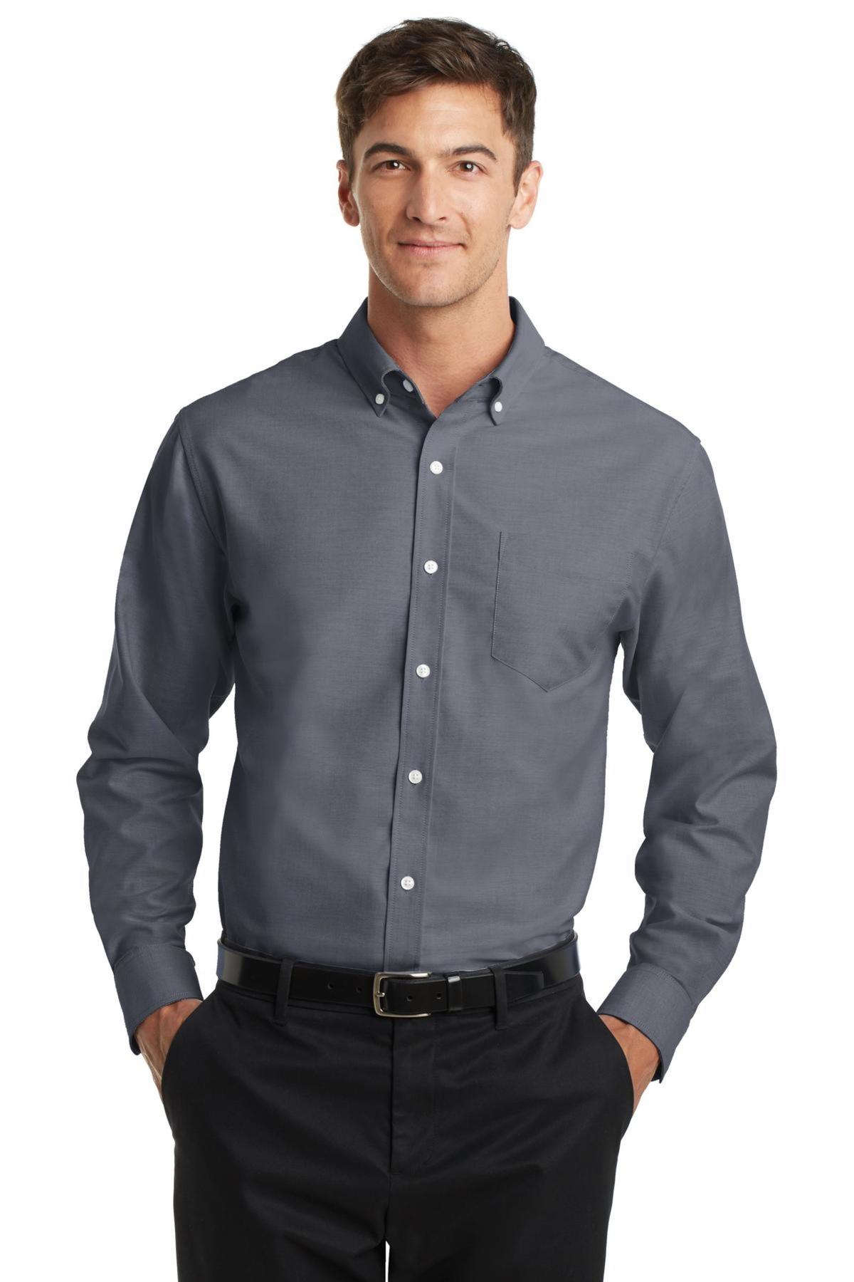 Port Authority Embroidered Men's SuperPro Oxford Shirt - Queensboro