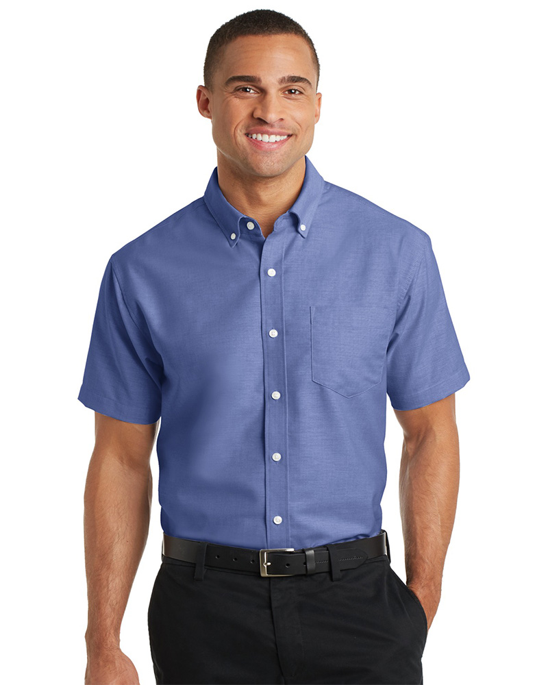 Port Authority Embroidered Men's Short Sleeve SuperPro Oxford Shirt Thumb