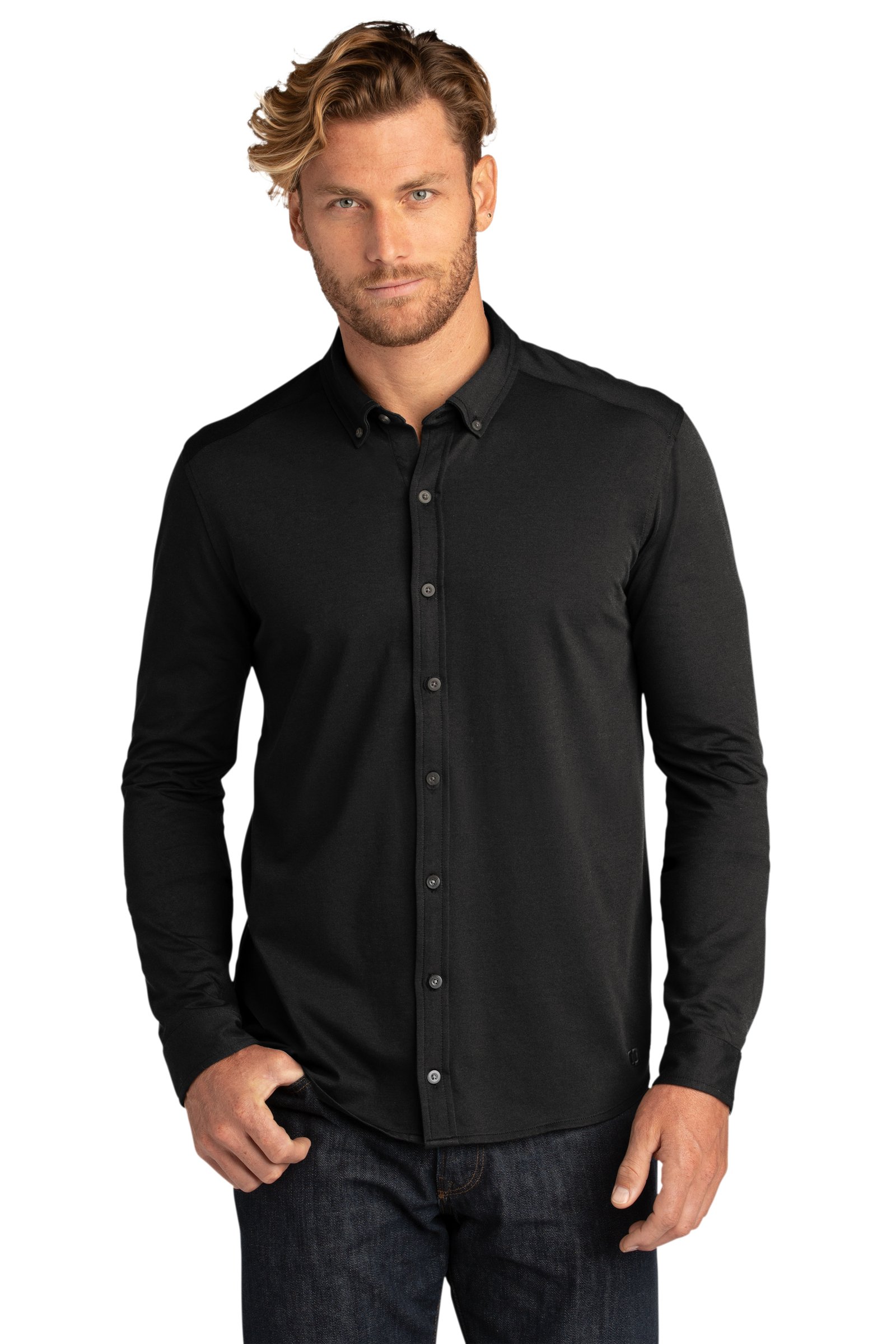 OGIO Embroidered Code Stretch Long Sleeve Button-Up