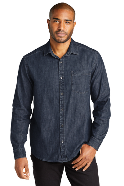 Port Authority Embroidered Men's Long Sleeve Perfect Denim Shirt