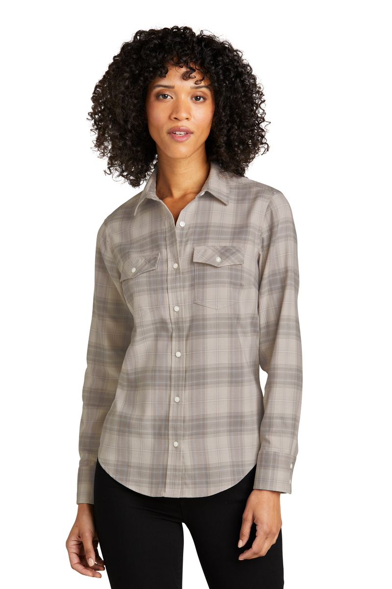Port Authority Embroidered Women's Long Sleeve Ombre Plaid Shirt