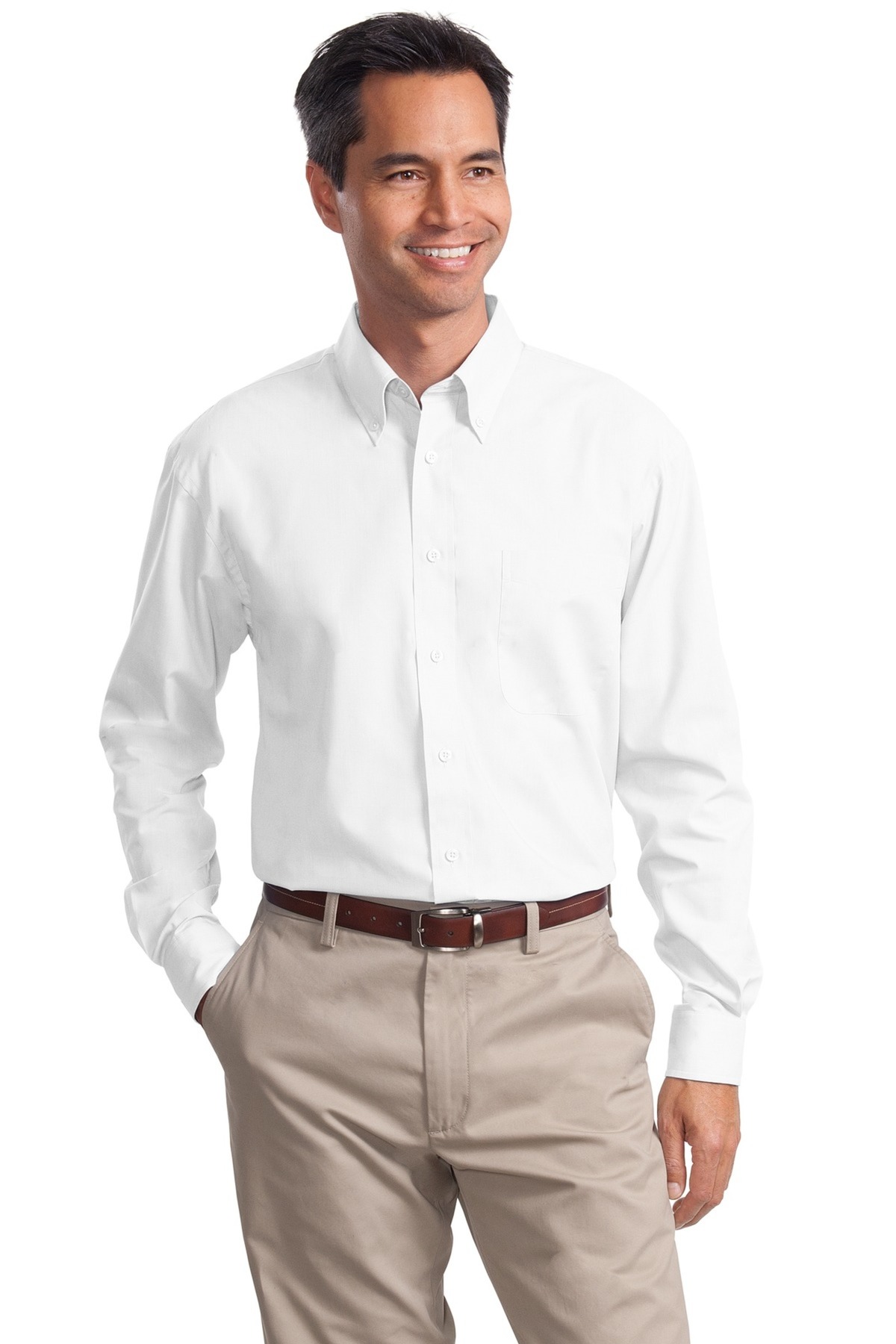 Embroidered Port Authority Long Sleeve Poplin Shir - Queensboro