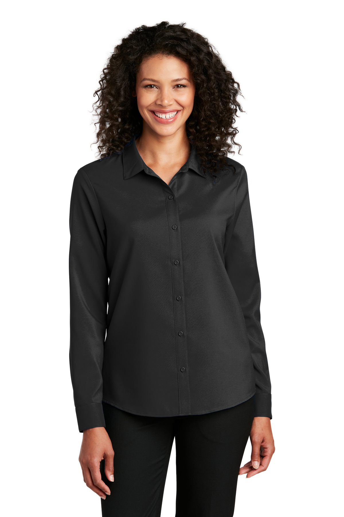 Port Authority Embroidered Women's Long Sleeve Performance Staff Shirt Image - Port Authority Embroidered Women's Long Sleeve Performance Staff Shirt
