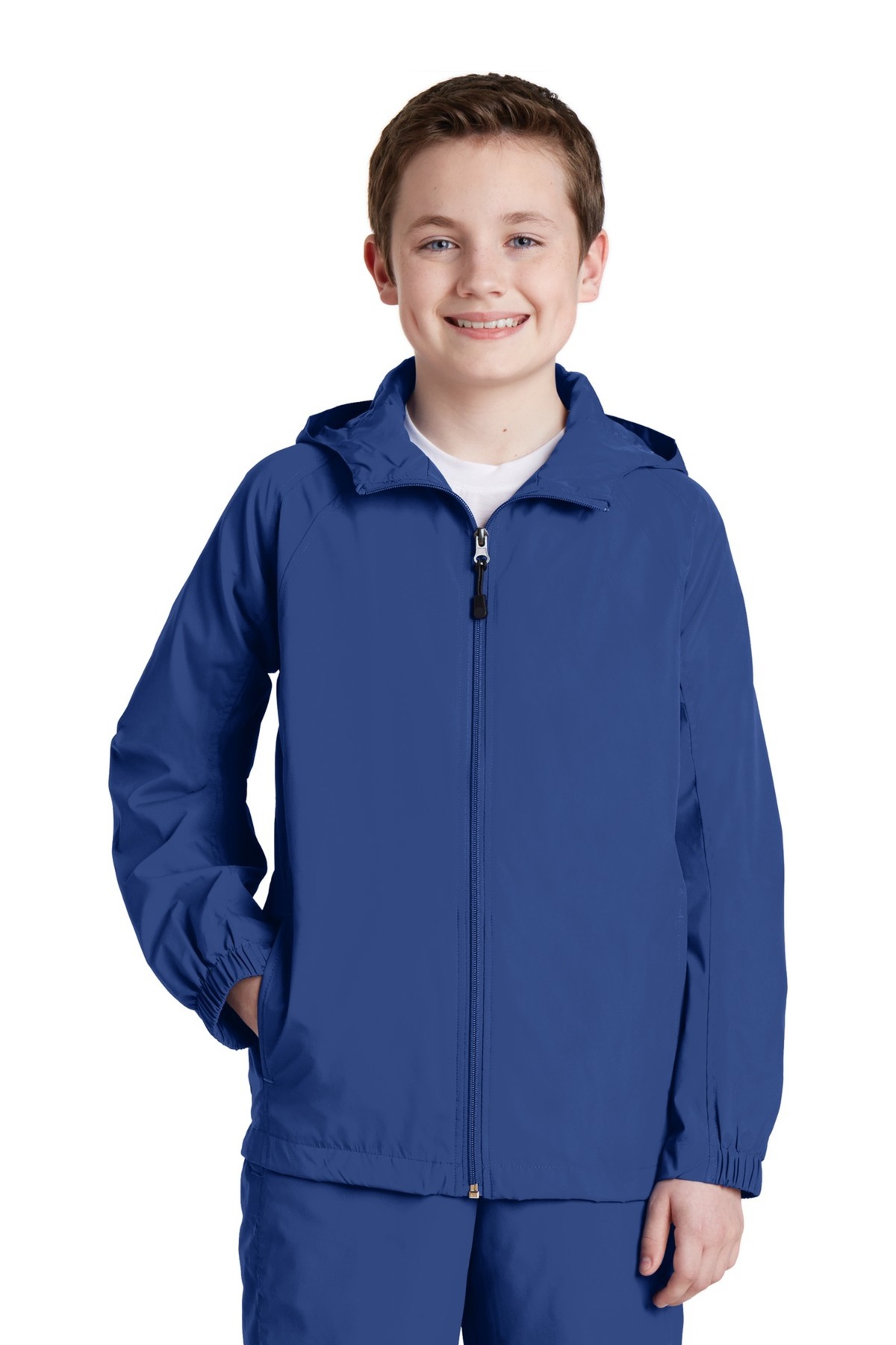 SportTek Embroidered Youth Hooded Weather Resistant Jacket Youth