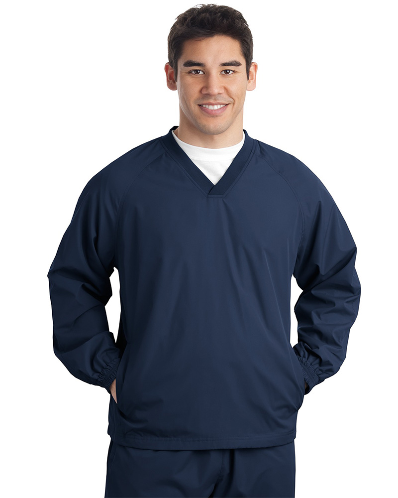  Sport-Tek  Embroidered Men's V-Neck Raglan Wind Shirt