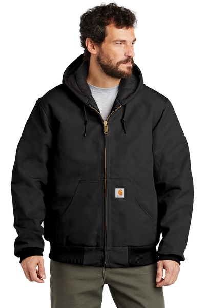 Carhartt Embroidered Men's Quilted-Flannel-Lined Duck Active Jacket