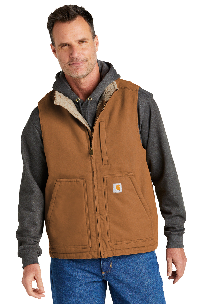Product Image - Carhartt Embroidered Men's Sherpa-Lined Mock Neck Vest