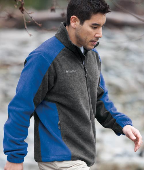 Embroidered Columbia Colorblock Full Zip Fleece J - Queensboro