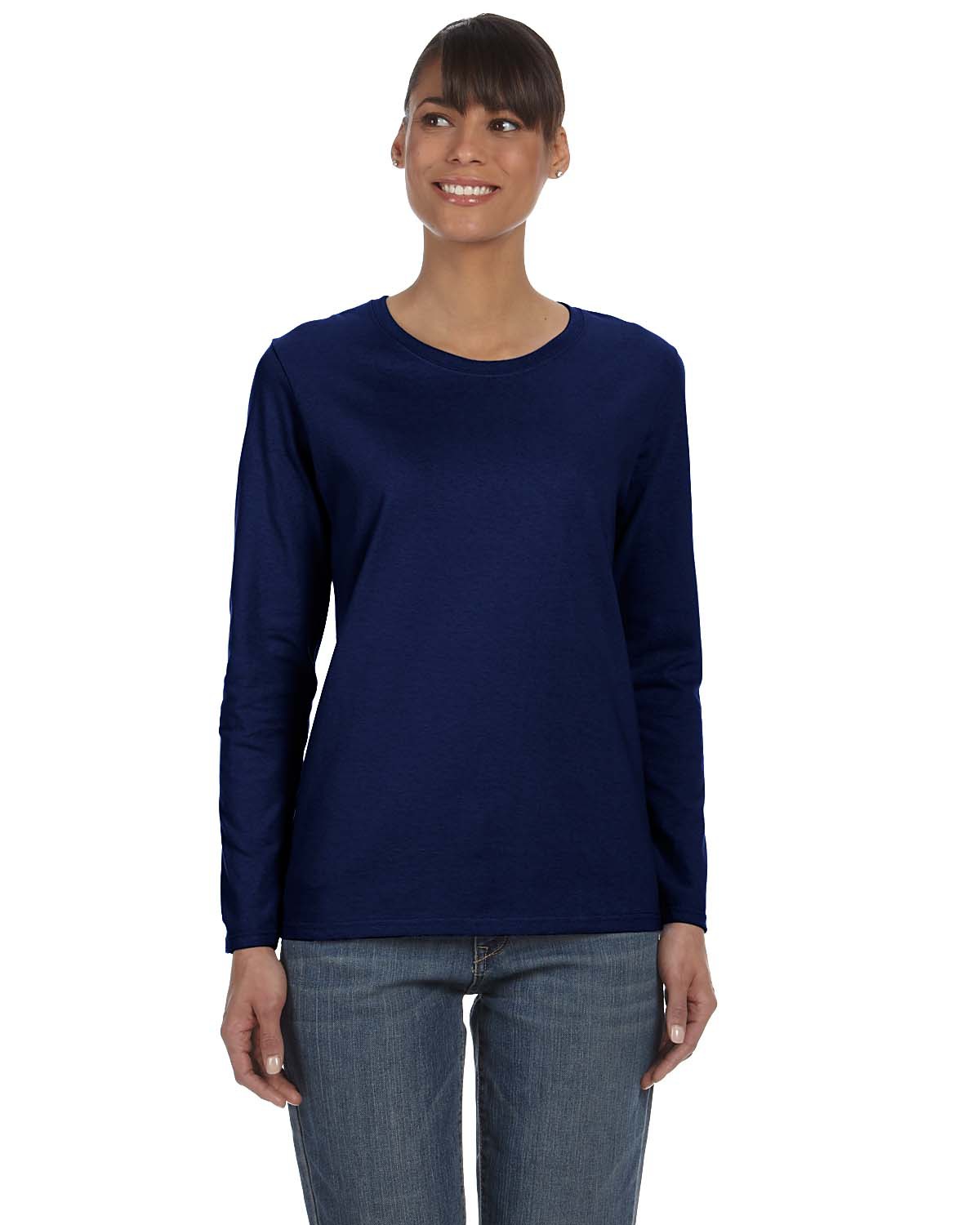 Printed Gildan Ladies Heavy Cotton Long Sleeve Tee - Queensboro