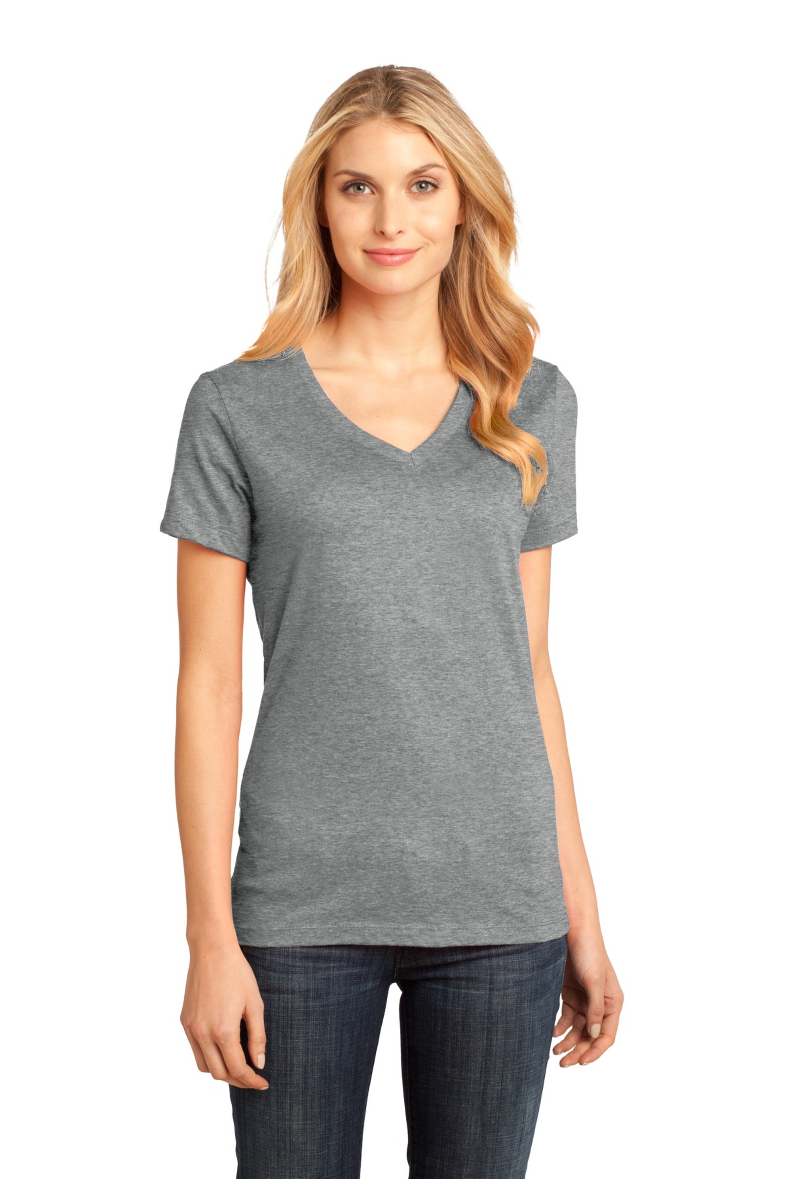 District Embroidered Women's Perfect Weight V-Neck Tee - Queensboro