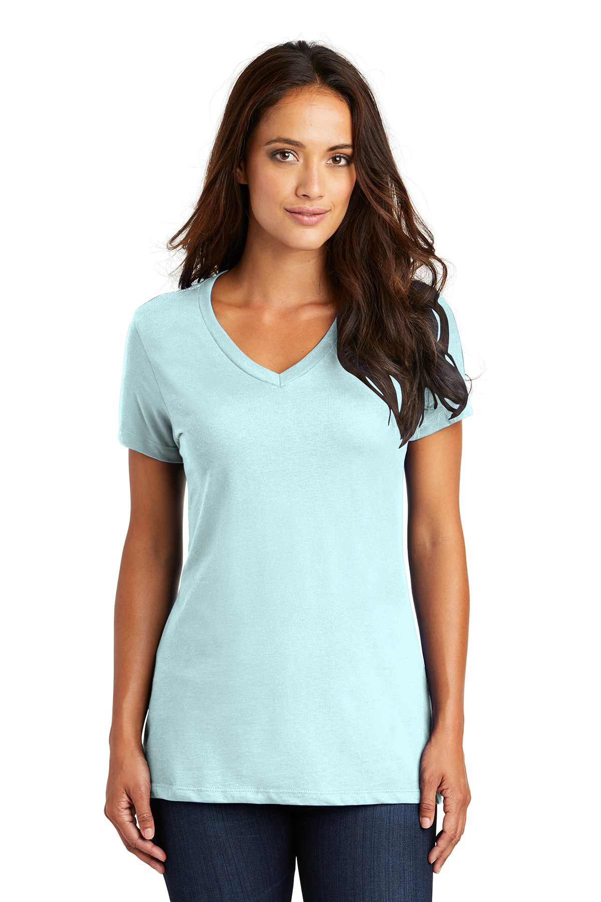 District Embroidered Women's Perfect Weight V-Neck Tee - Queensboro