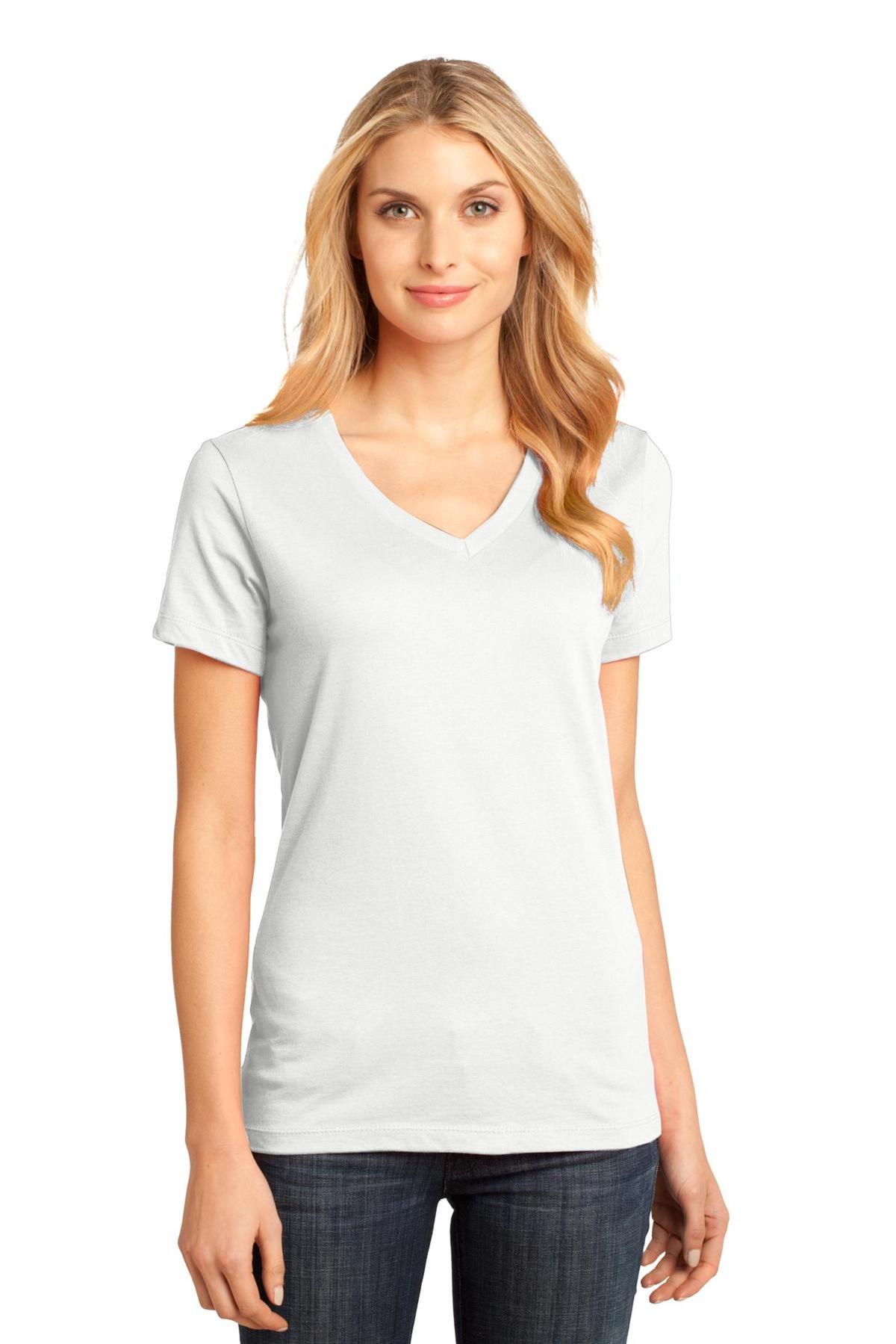 District Made Printed Womens Perfect Weight V Neck Tee Queensboro