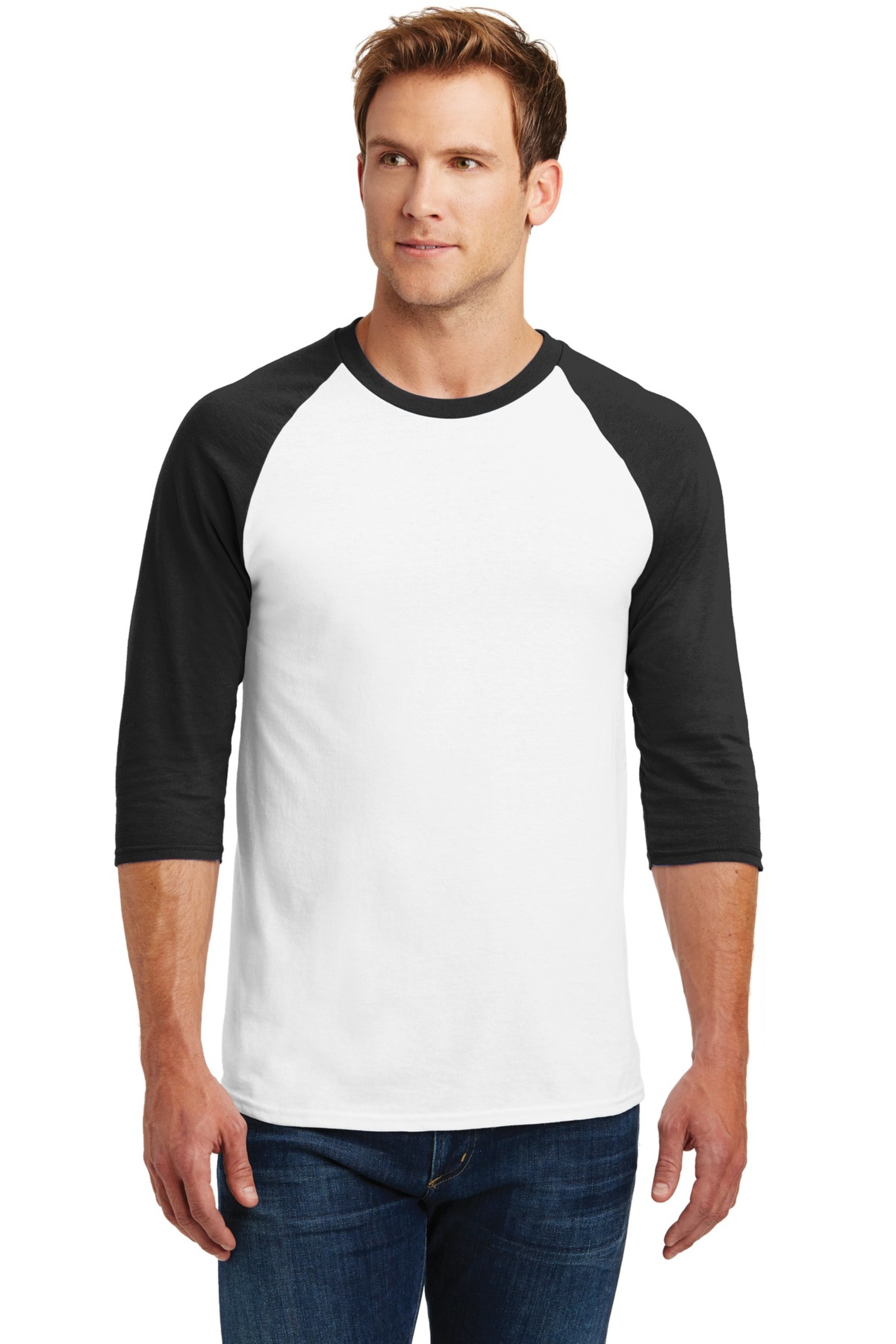 Gildan Embroidered Men's Heavy Cotton 3/4-Sleeve Raglan T-Shirt