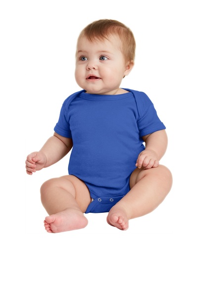 Rabbit Skins Embroidered Infant Short Sleeve Baby Rib Bodysuit