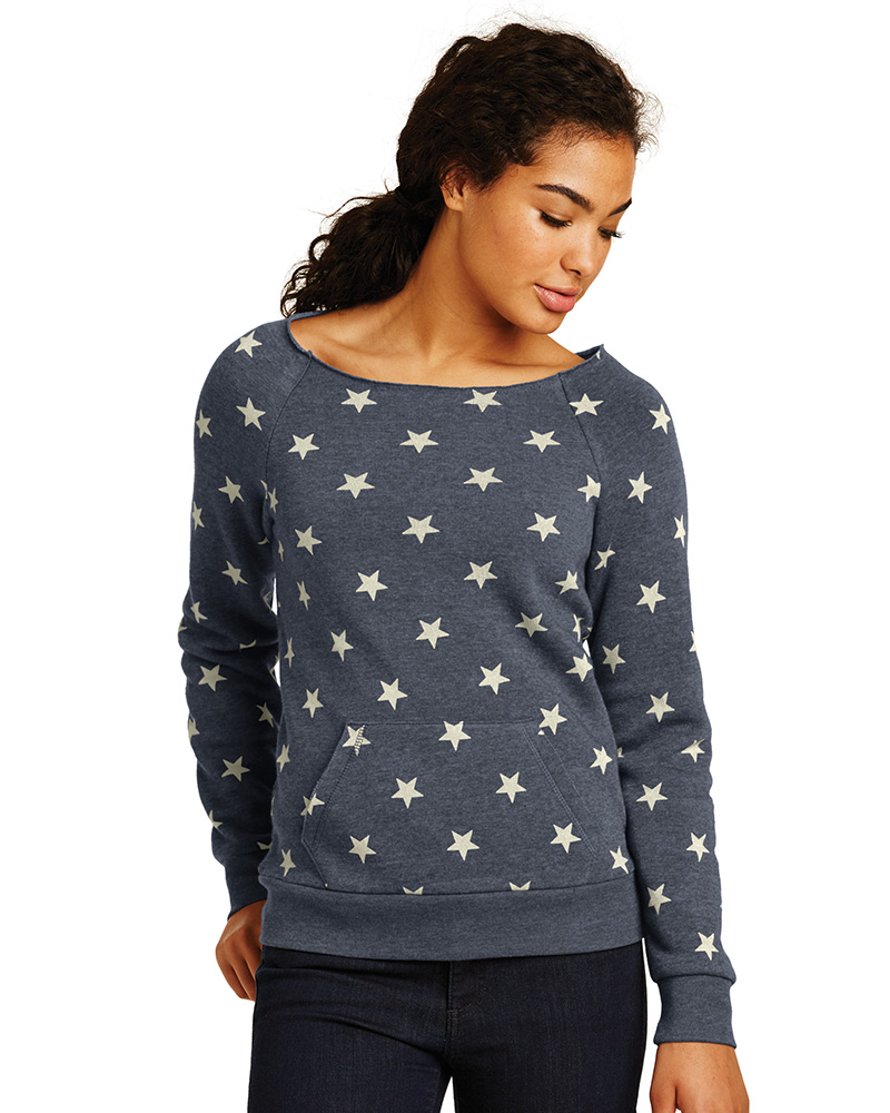 Alternative Embroidered Women's Off the Shoulder Eco-Fleece Sweatshirt ...