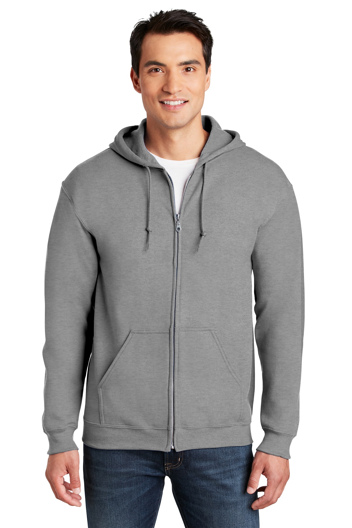 Gildan Embroidered Men's Full Zip Hooded Sweatshirt - Queensboro
