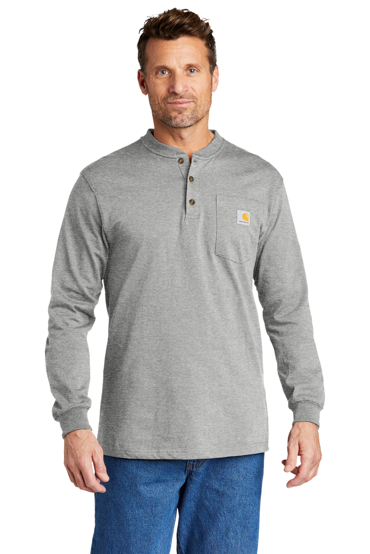 Carhartt Embroidered Men's Long Sleeve Henley T-Shirt - Queensboro