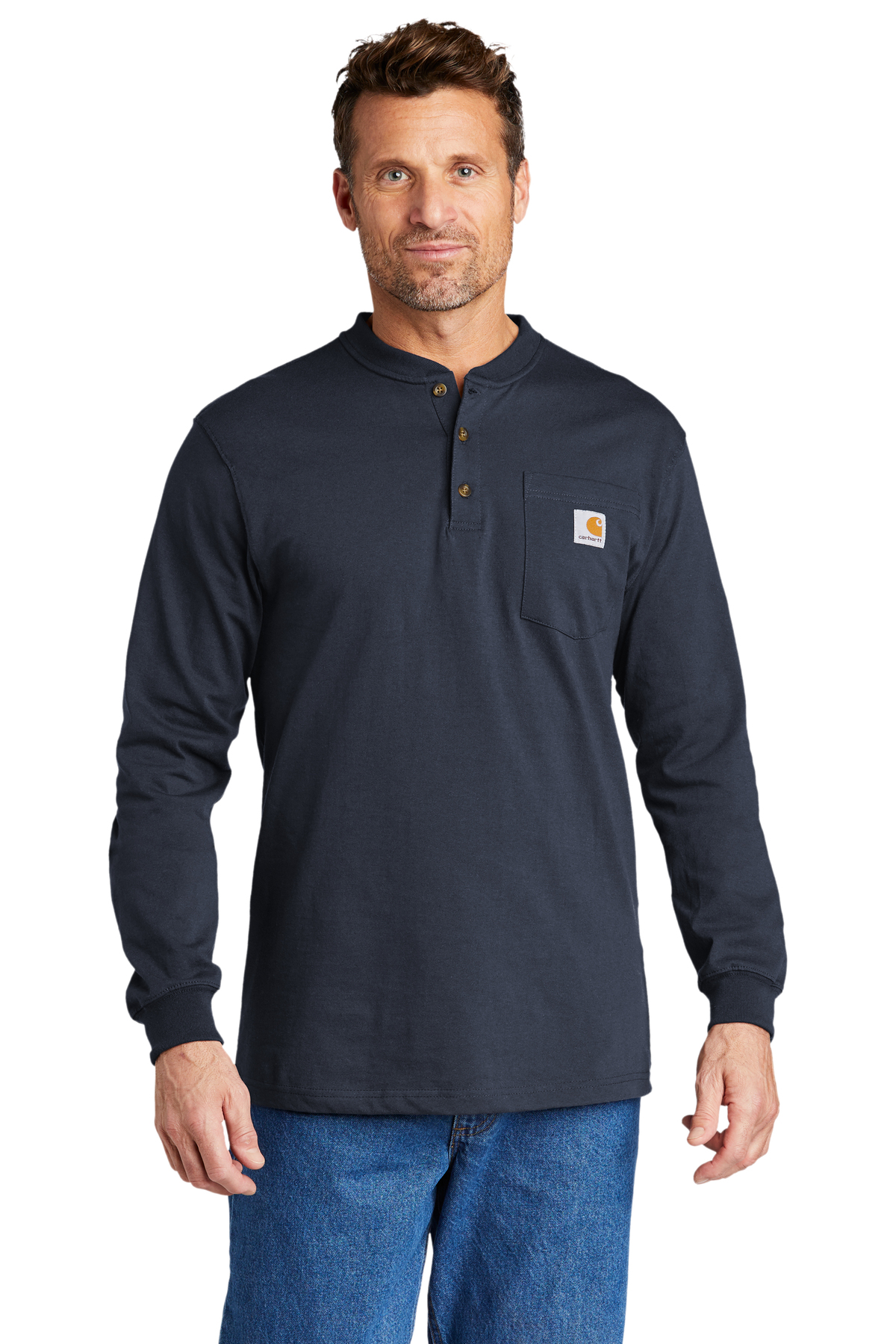 Carhartt Embroidered Men's Long Sleeve Henley T-Shirt - Queensboro
